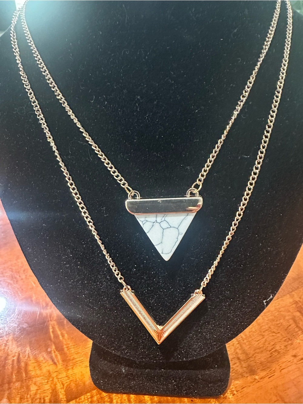📐 Chic Gold Layered Geometric Triangle & Chevron Necklace